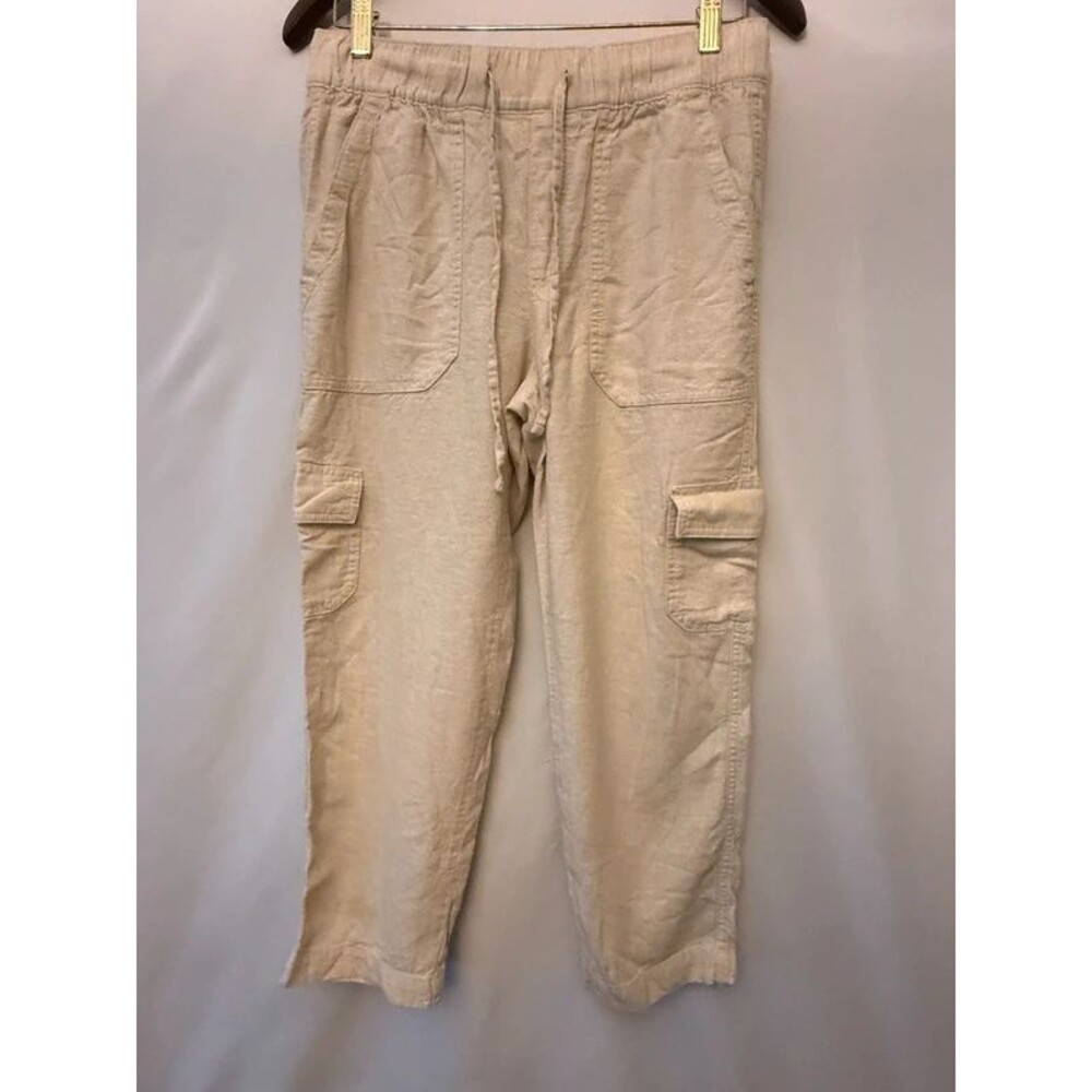 GAP Easy Pants Women's Small S Linen Blend Cargo Beige